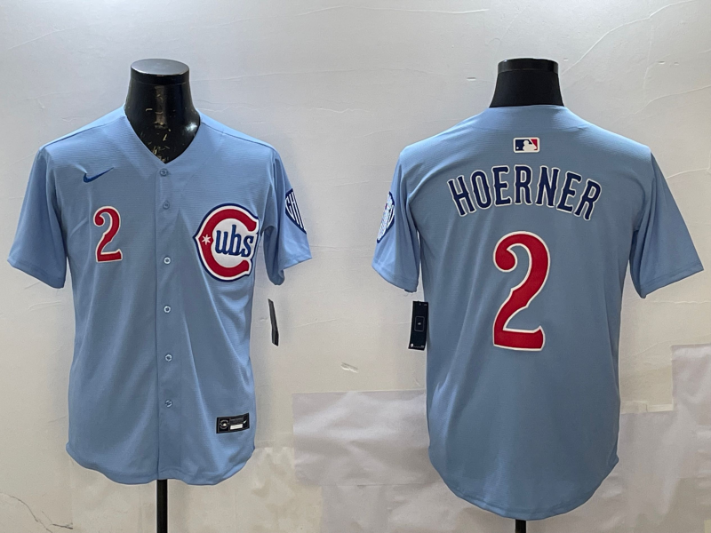 Men's Chicago Cubs Nico Hoerner #2 Baby Blue 2nd Alternate Limited Jersey
